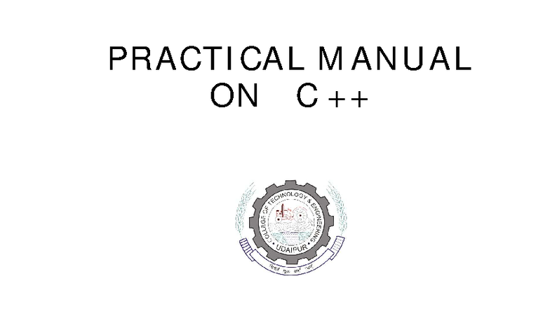 CSE 2008: Practical Manual on C++ Programming Lab - Studocu