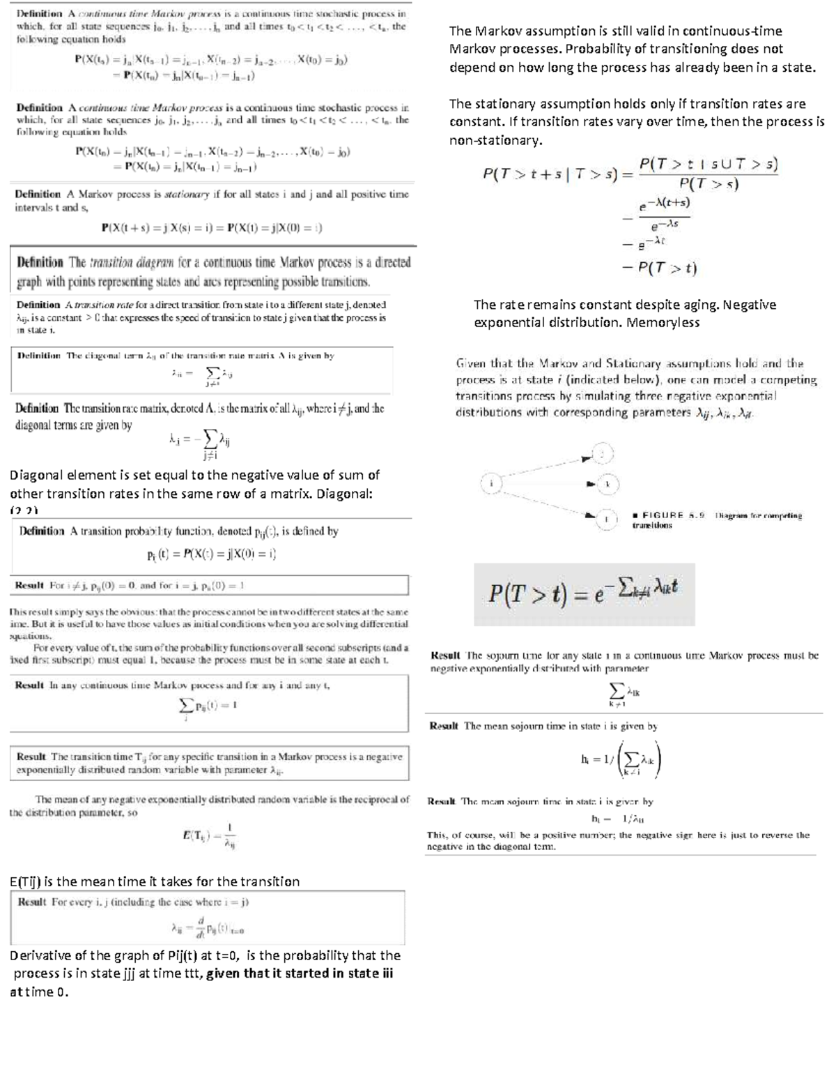 Crib sheet for exam 3: Markov processes and transition probabilities ...