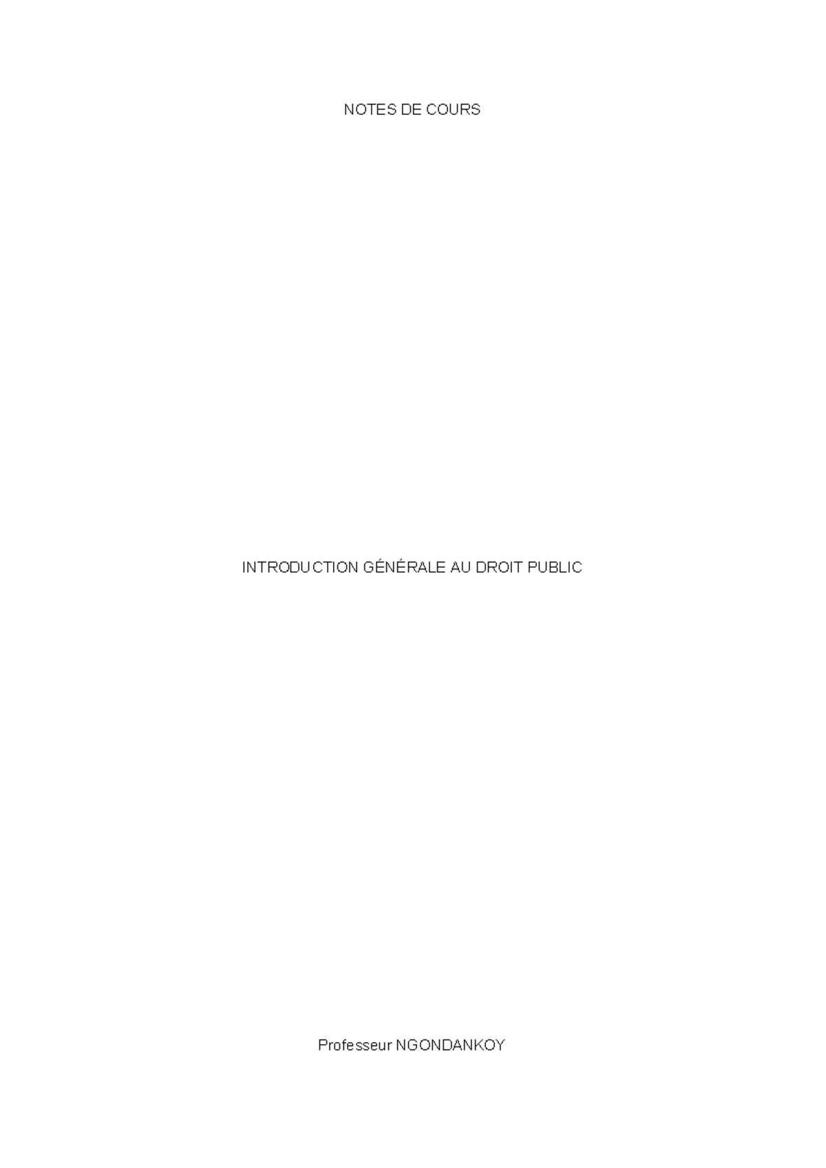 Notes de Cours : Introduction au Droit Public - G1 B - 080 8854 101 ...