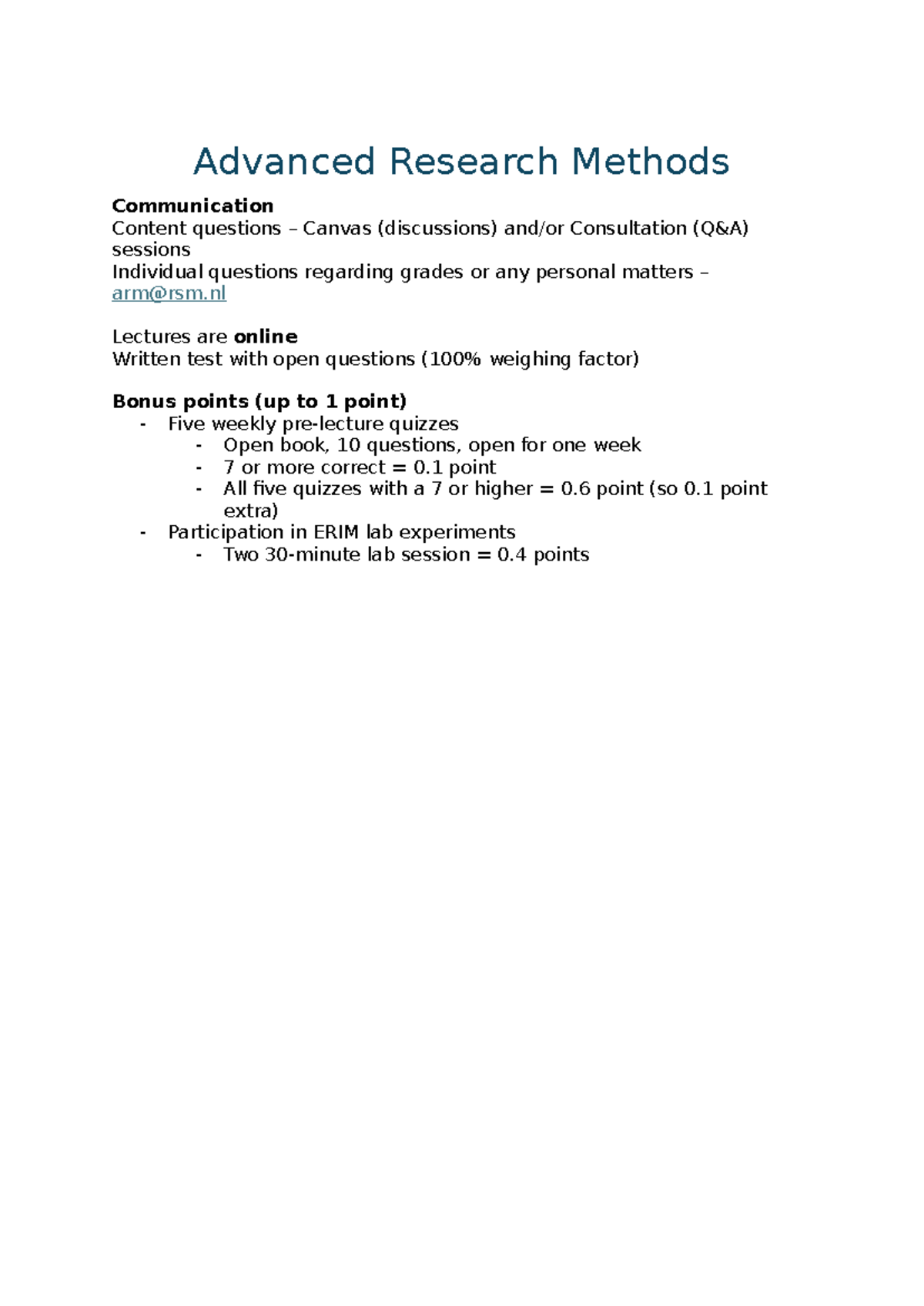 Advanced Research Methods (Course Code TBD): Comprehensive Study Guide ...