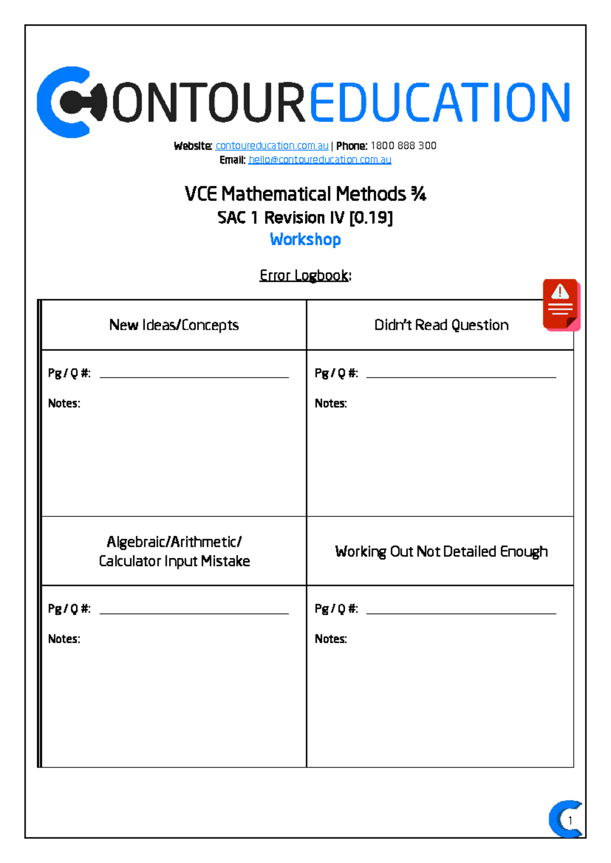 VCE Mathematical Methods ¾ SAC 1 Revision IV Workshop Notes - Studocu