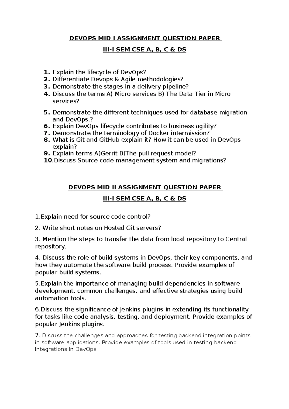 Devops Assigment Question Paper MID I &II - DEVOPS MID I ASSIGNMENT ...