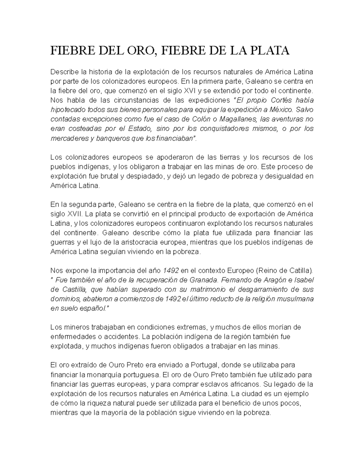 Fiebre del Oro y Plata: Resumen de la Explotación en América Latina ...