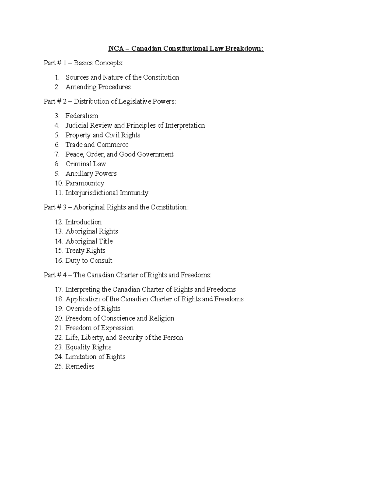 NCA Canadian Constitutional Law Breakdown: Key Concepts & Principles ...