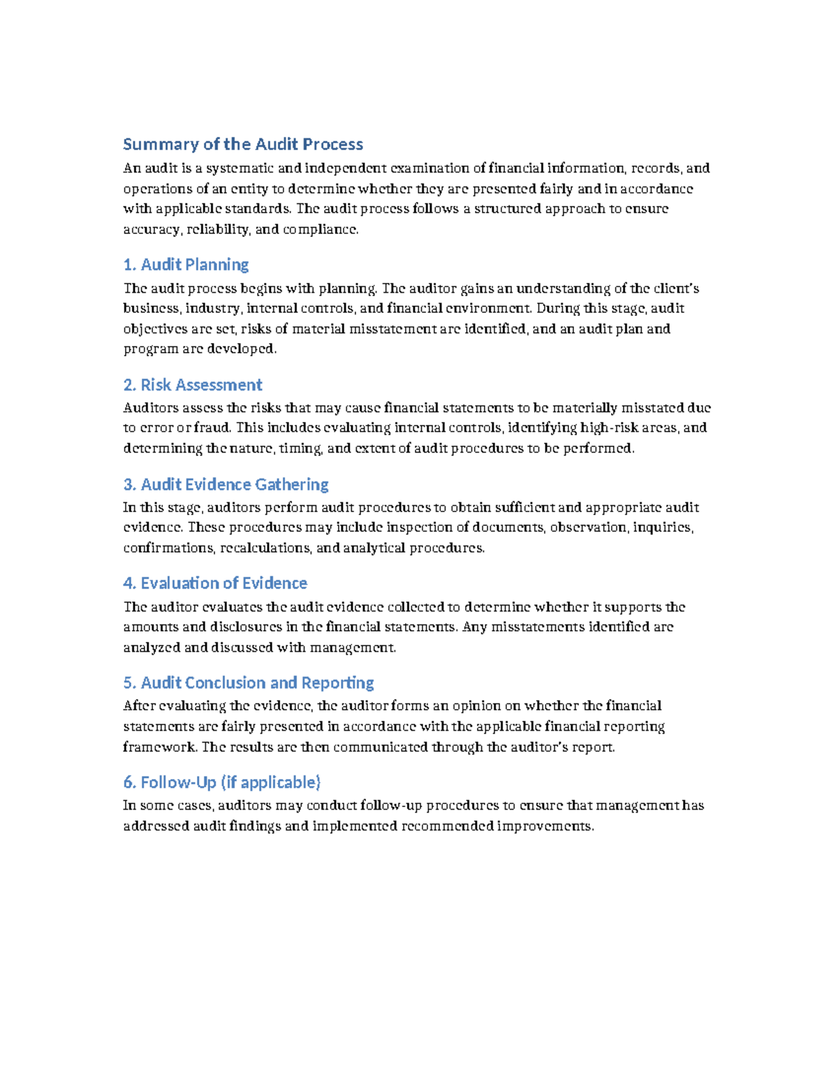 Audit Process Overview: Key Steps and Considerations - Studocu