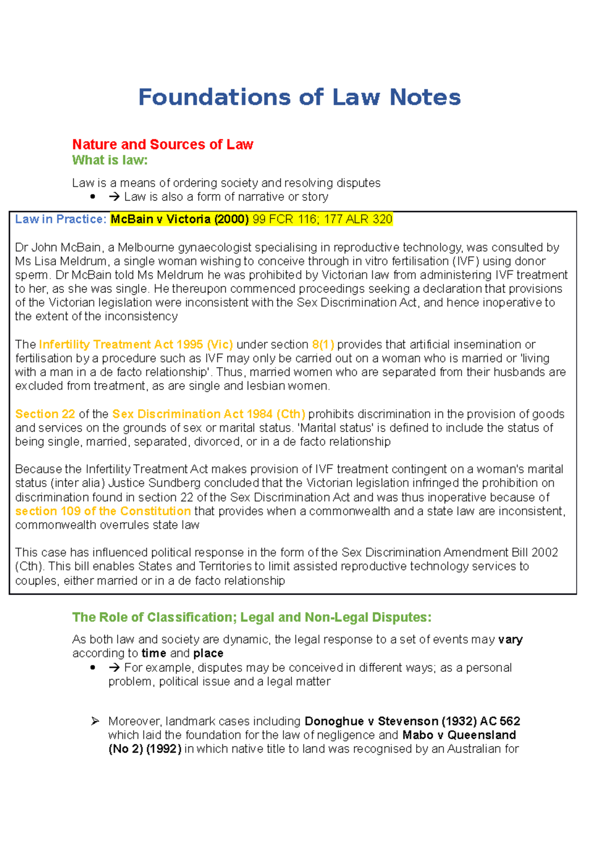 Nature and Sources of Law: Sem 1 and 2 - Foundations of Law Notes ...