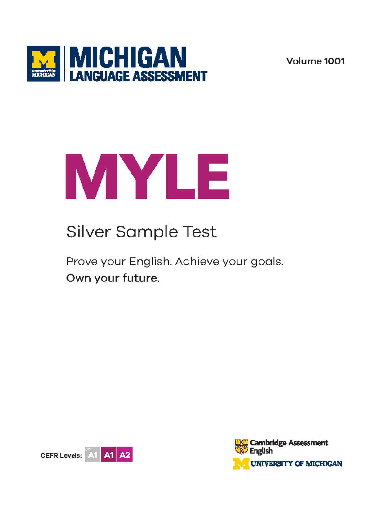 Silver Sample Test Booklet - CEFR A1 Level MYLE - Studocu