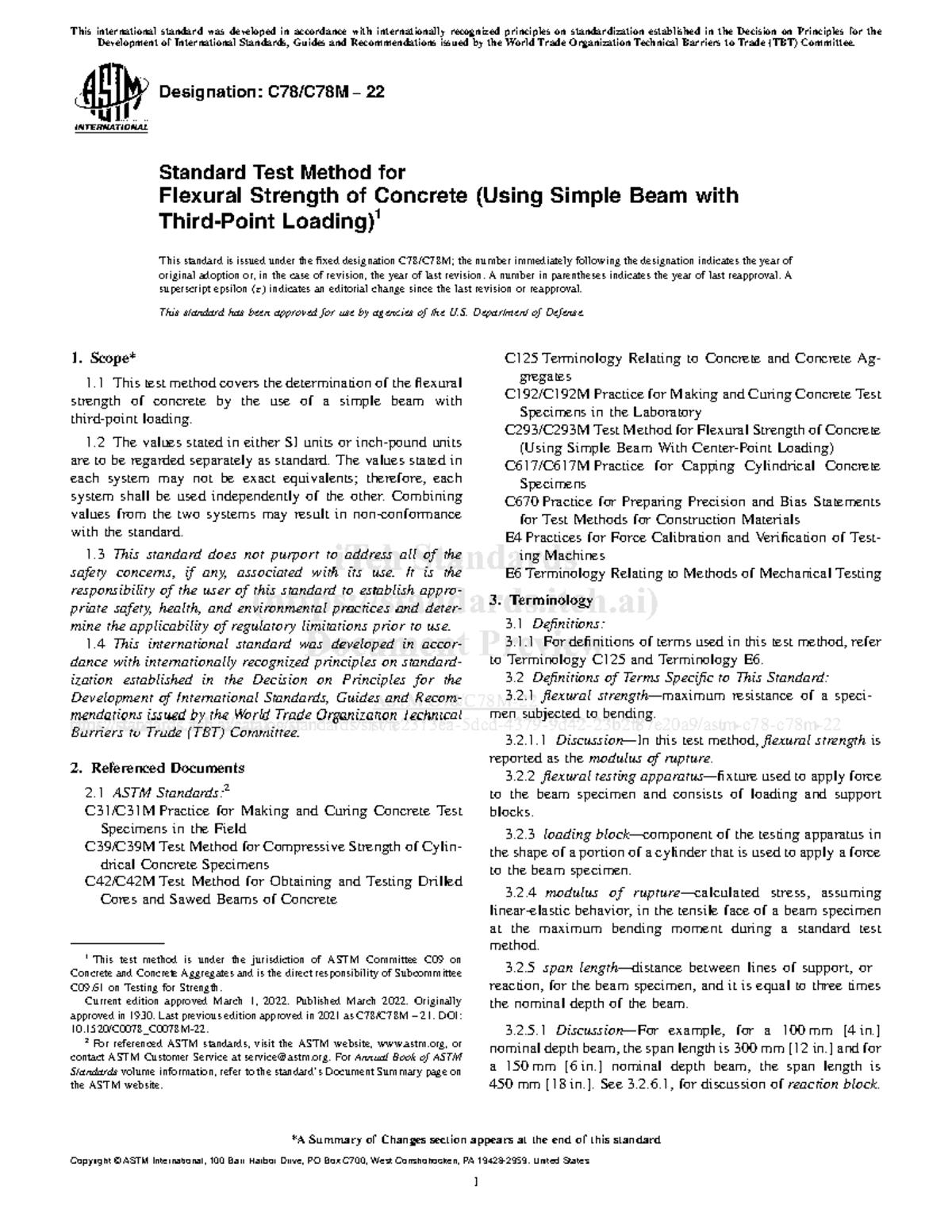 ASTM C78 - Standard Test Method for Flexural Strength of Concrete - Studocu