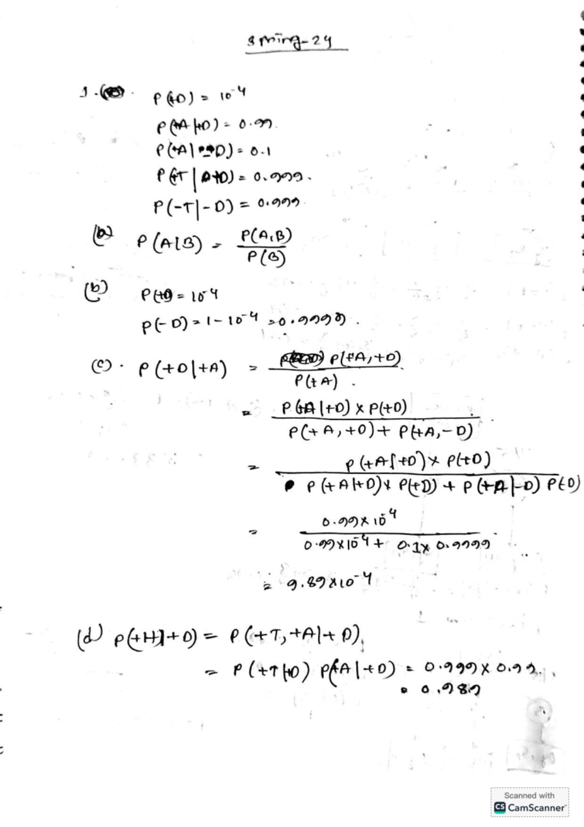 Spring 24 Final Exam AI - Probability and Statistics Analysis - Studocu