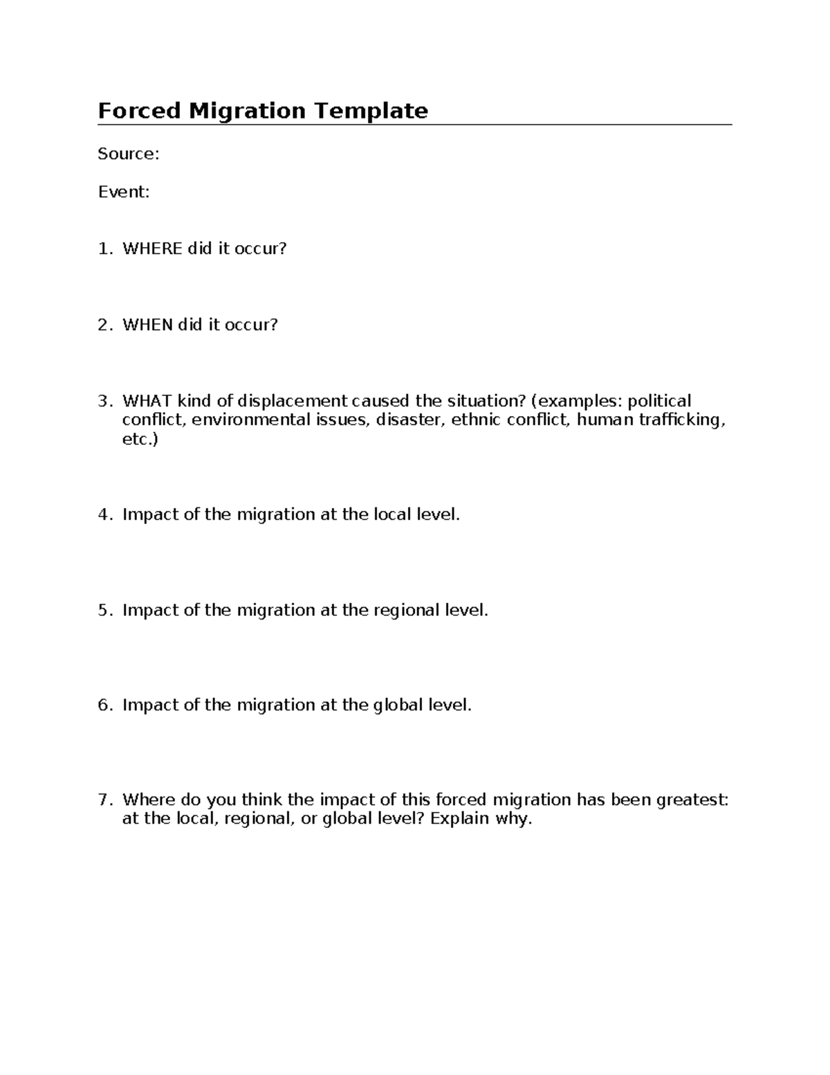 Migration template - Forced Migration Template Source: Event: 1. WHERE ...