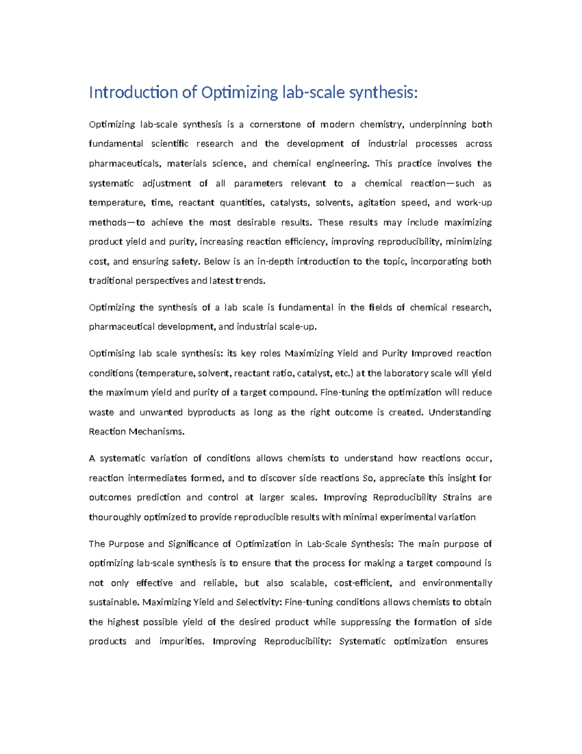 Optimizing Synthesis: Key Strategies for Enhanced Yield and Safety ...