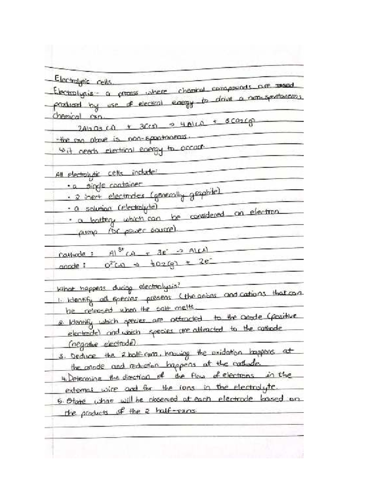 Electrolytic Cells - Handwritten Notes for A A0S S Course - Studocu