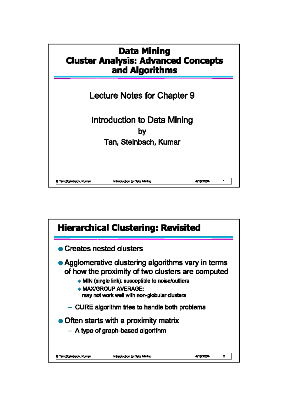 Lecture Notes for Chapter 9: Advanced Cluster Analysis in Data Mining ...
