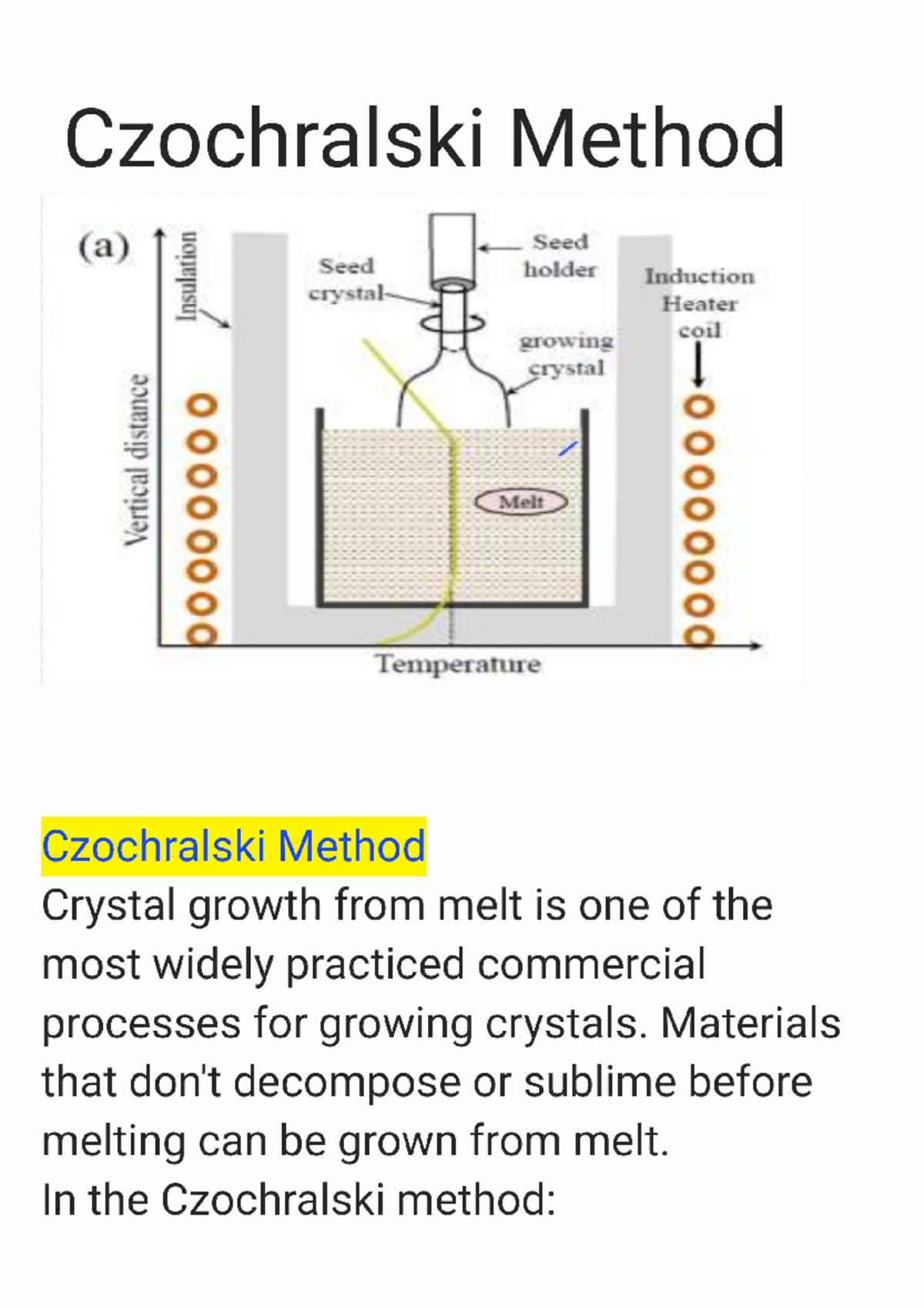 Czochralski Process Notes