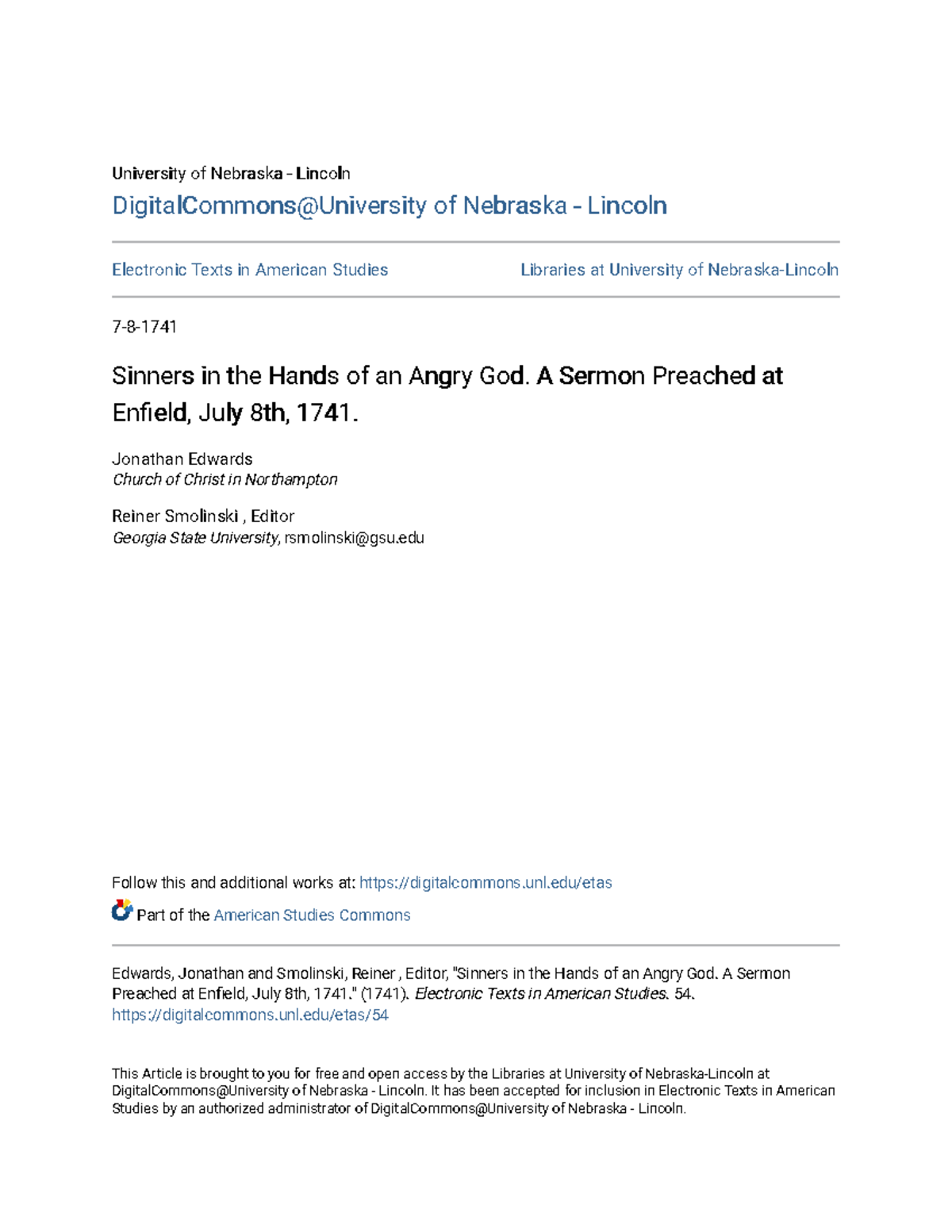 Sinners in the Hands of an Angry God: A Sermon Analysis (AMST 54) - Studocu