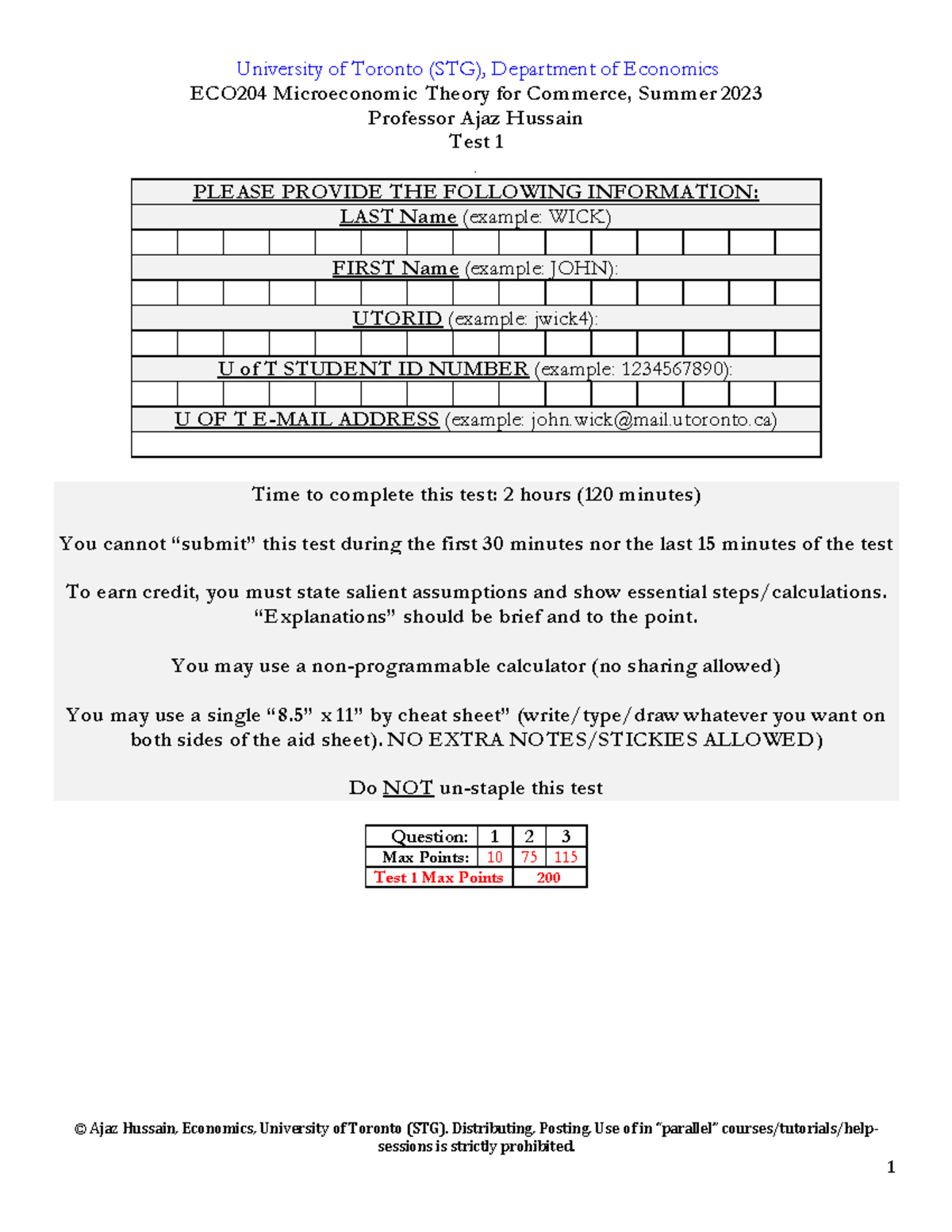 ECO204 Summer 2023 Test 1: Microeconomic Theory Assessment - Studocu