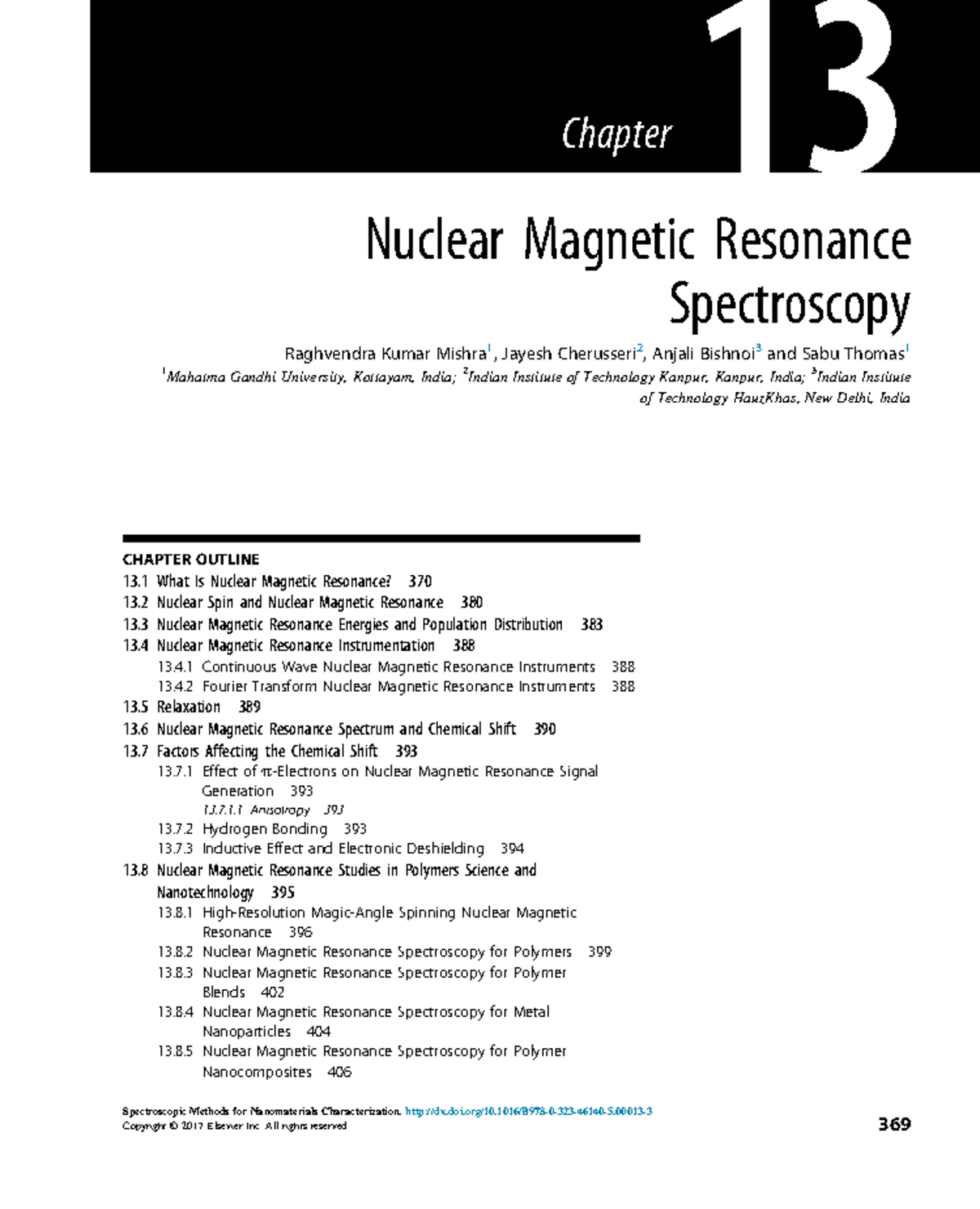 Chapter 13: Nuclear magnetic resonance spectroscopy overview and ...