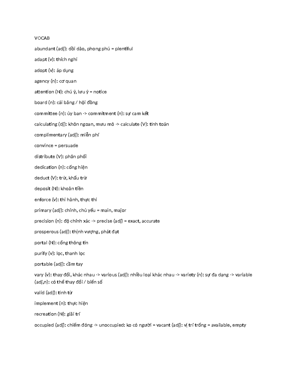 Vocab List - mnkjj: Key Terms and Definitions - Studocu