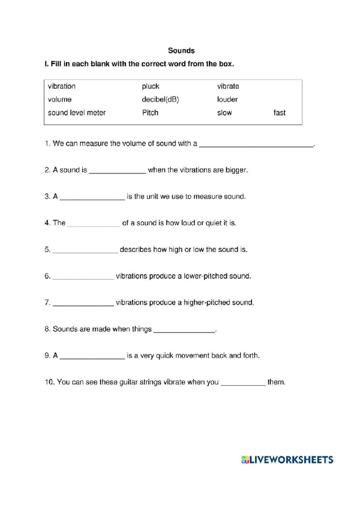 Sound Practice: Fill-in-the-Blank Exercise on Sound Concepts - Studocu