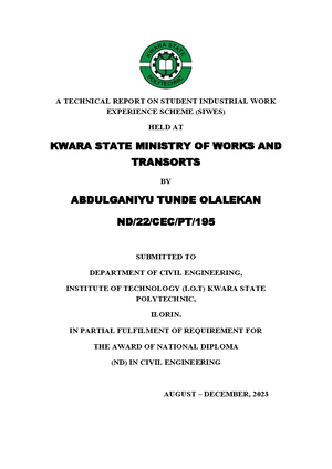Siwes Report EEE - A REPORT ON STUDENTS INDUSTRIAL WORK EXPERIENCE ...