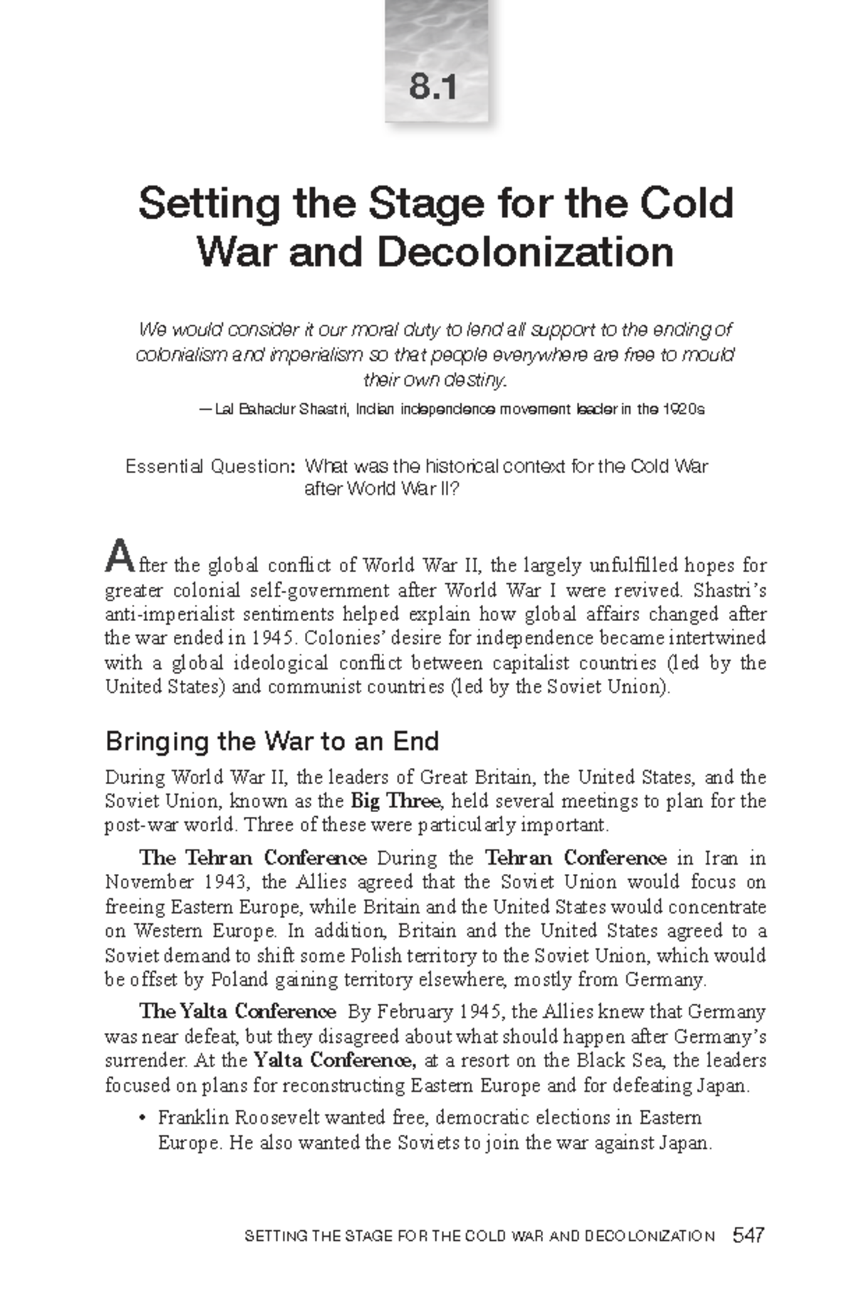 Unit 8: The Cold War and Decolonization Overview - Studocu