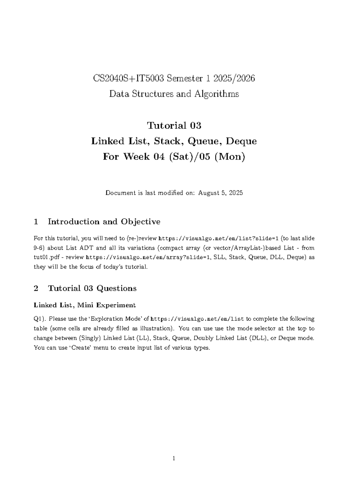 Tut03: Data Structures & Algorithms (DSA) - Linked List, Stack, Queue ...