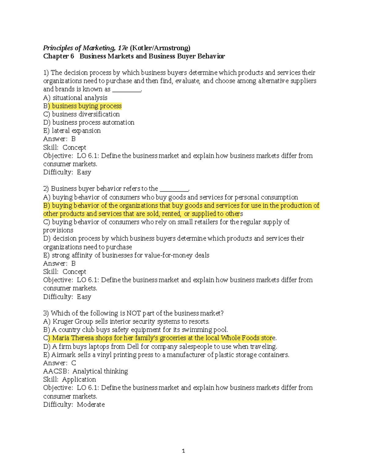 Chapter 6 - Business Markets & Buyer Behavior Concepts in Marketing ...
