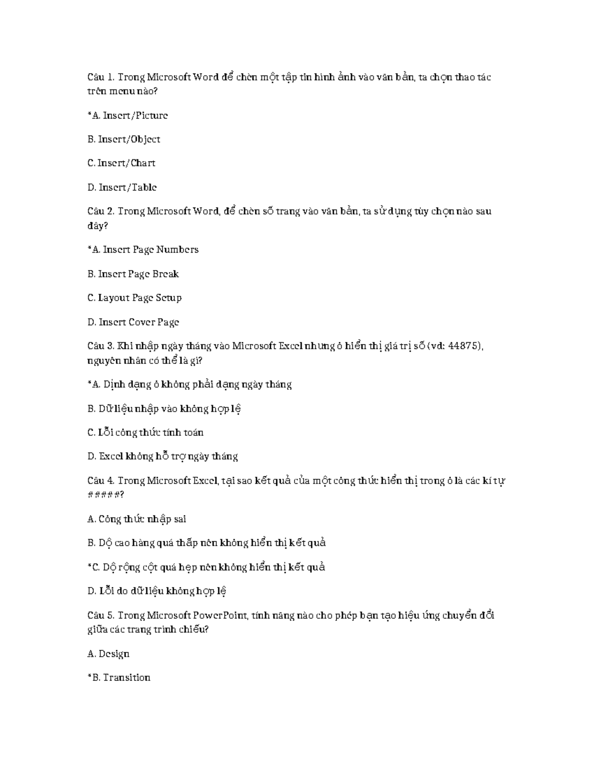 Final Exam: Microsoft Office Applications Q&A (Course Code: MOA101 ...