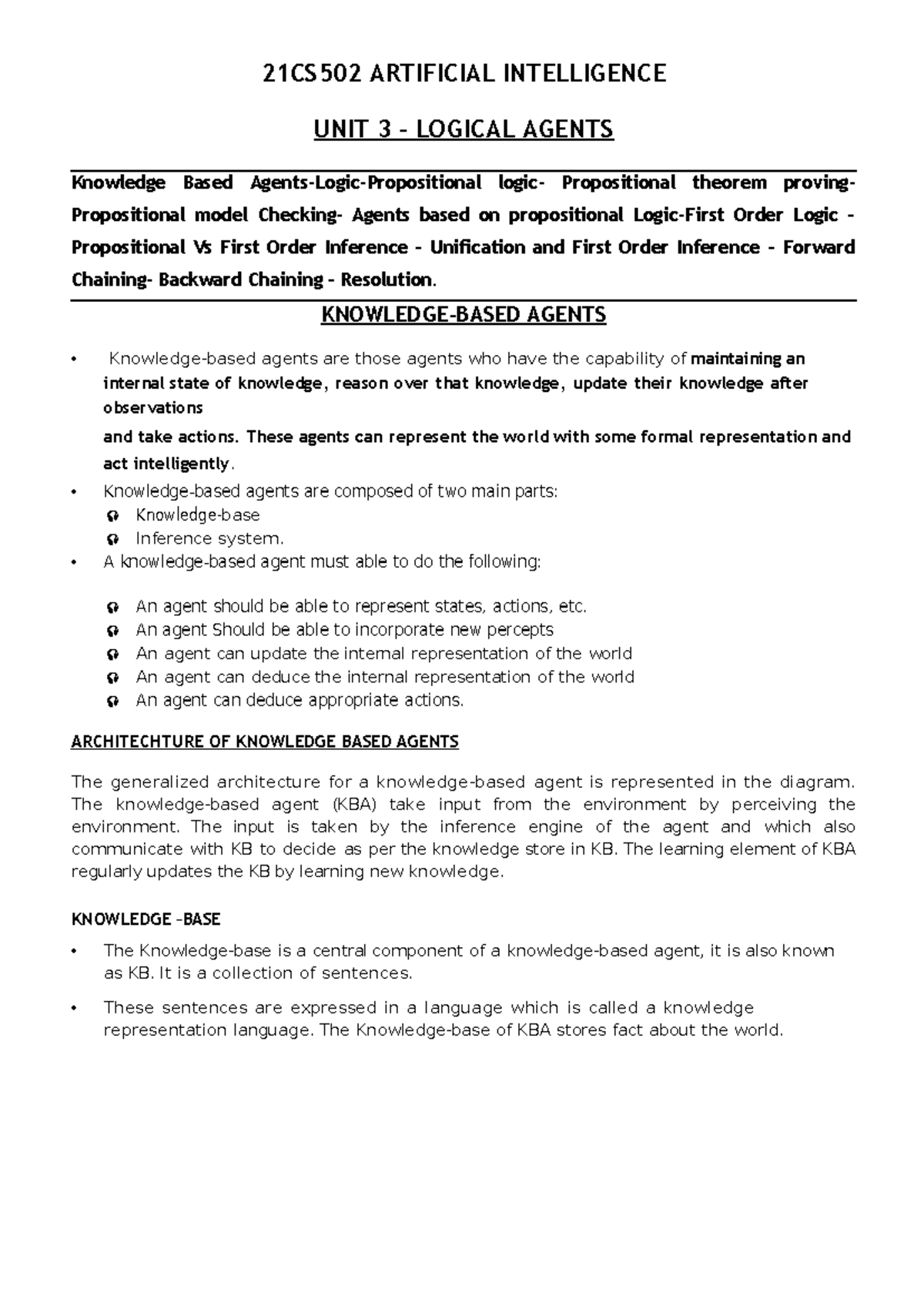 22AM301 UNIT-III - AI NOTES - 21CS502 ARTIFICIAL INTELLIGENCE UNIT 3 ...
