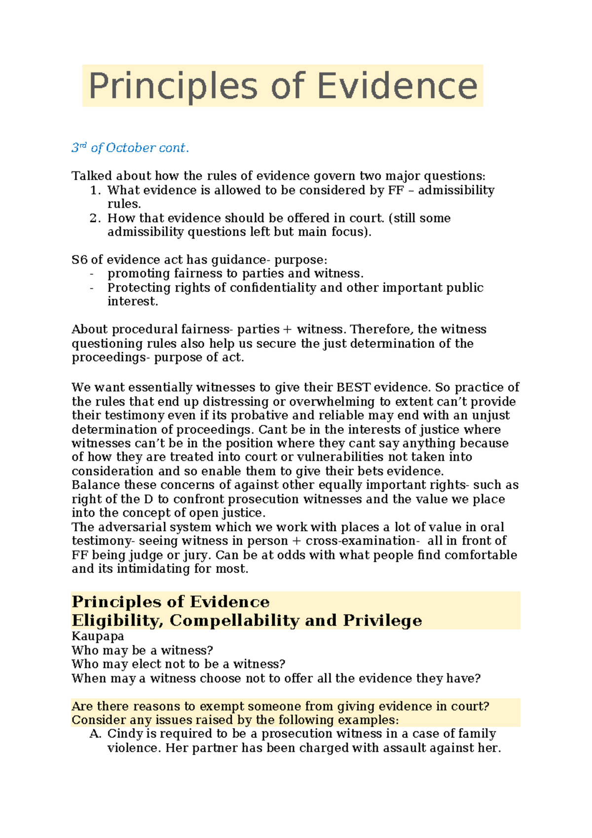 Eligibility, Compellability, and Privilege of Witnesses: Evidence ...