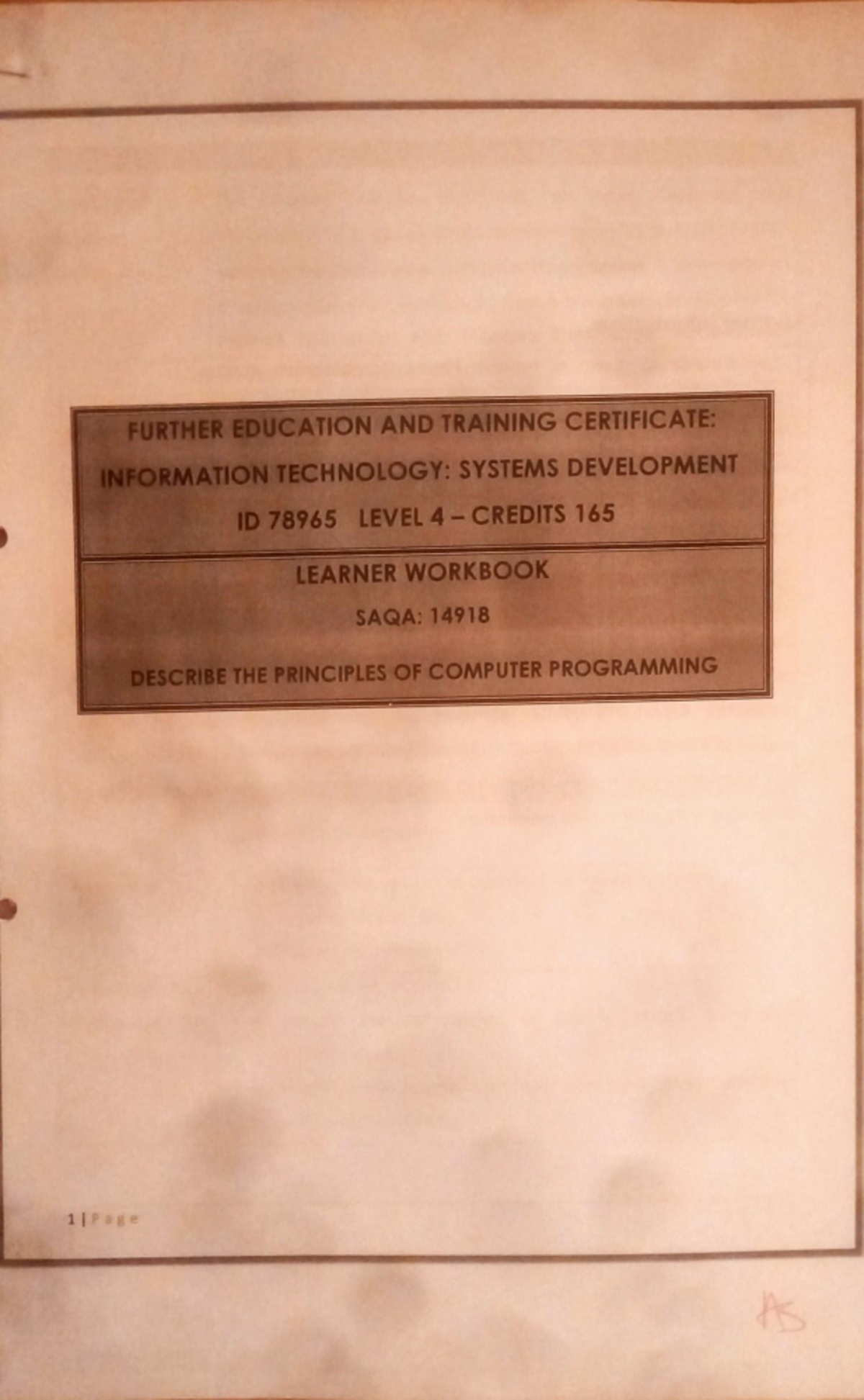 FETC: IT Systems Development - Programming Principles Notes (ID 14918 ...