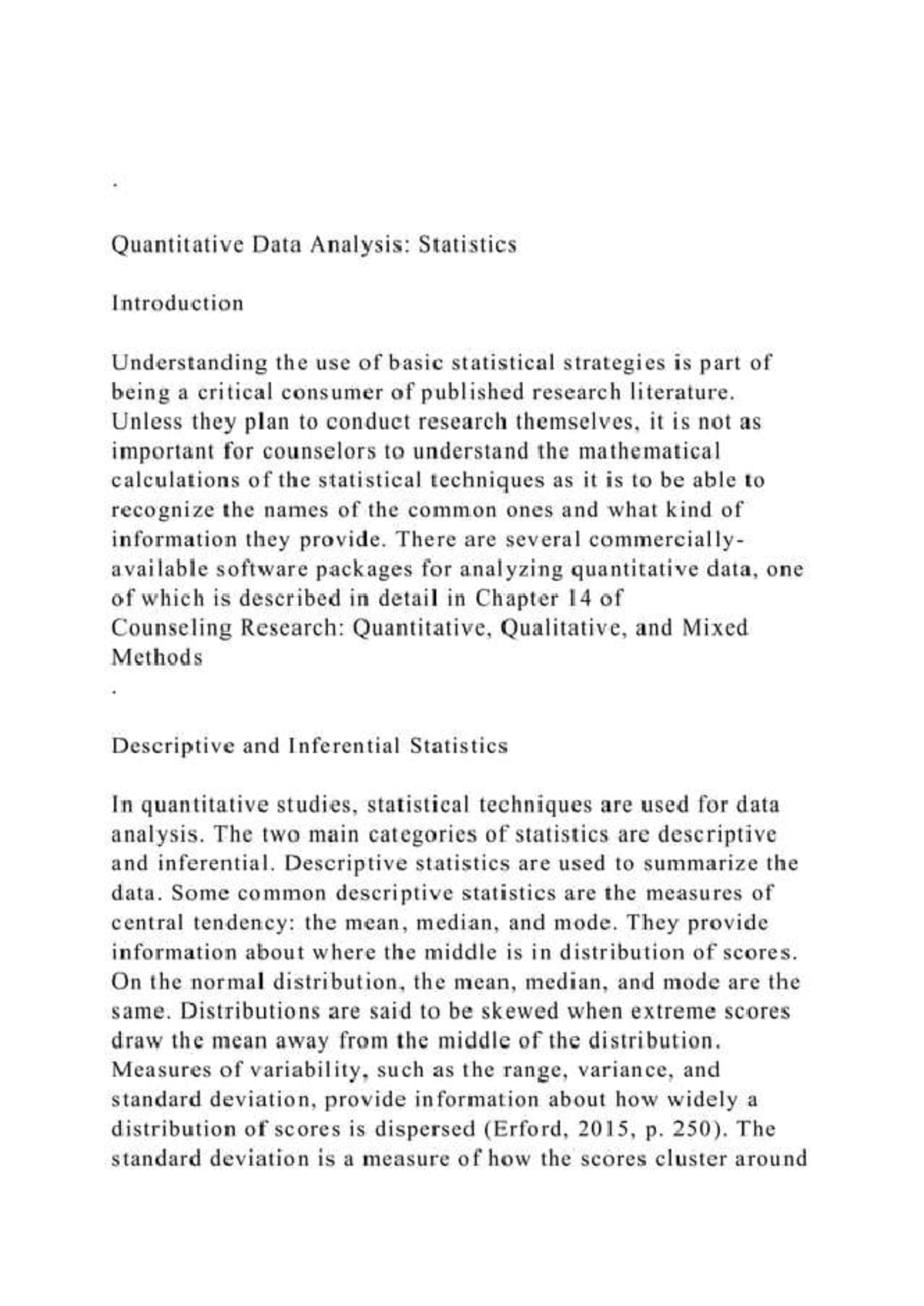 Quantitative Data Analysis: Intro to Statistical Techniques (STAT 101 ...