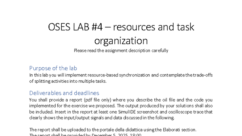 Lab04 - OSES Lab Task Organization and Synchronization Report - Studocu
