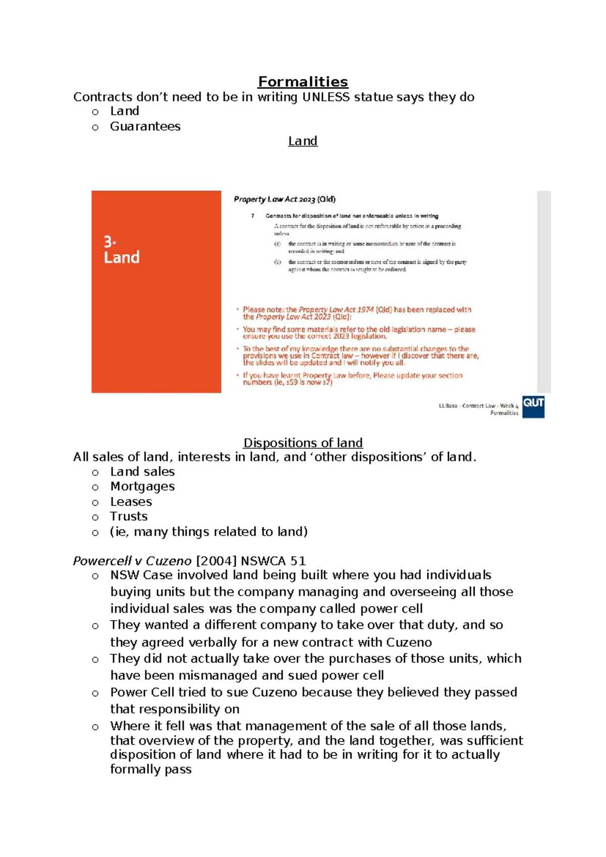 Week 4 Lecture Notes: Contracts & Land Law Essentials (LAW101) - Studocu