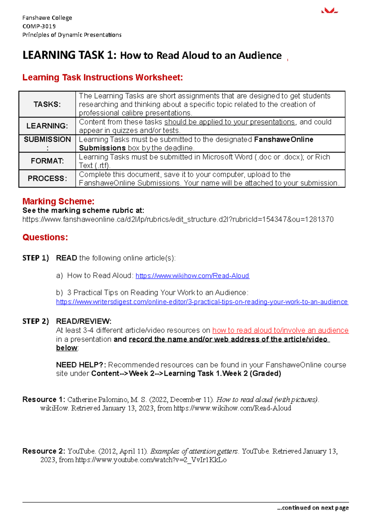 COMP- Principles of Dynamic Presentations: Reading Aloud Guide - Studocu