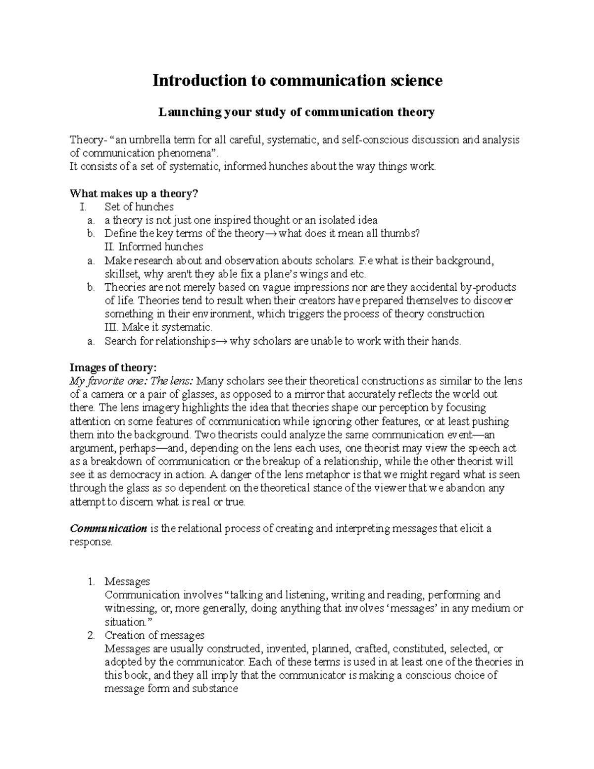 Introduction to Communication Science: Week 1-3 Summary and Insights ...