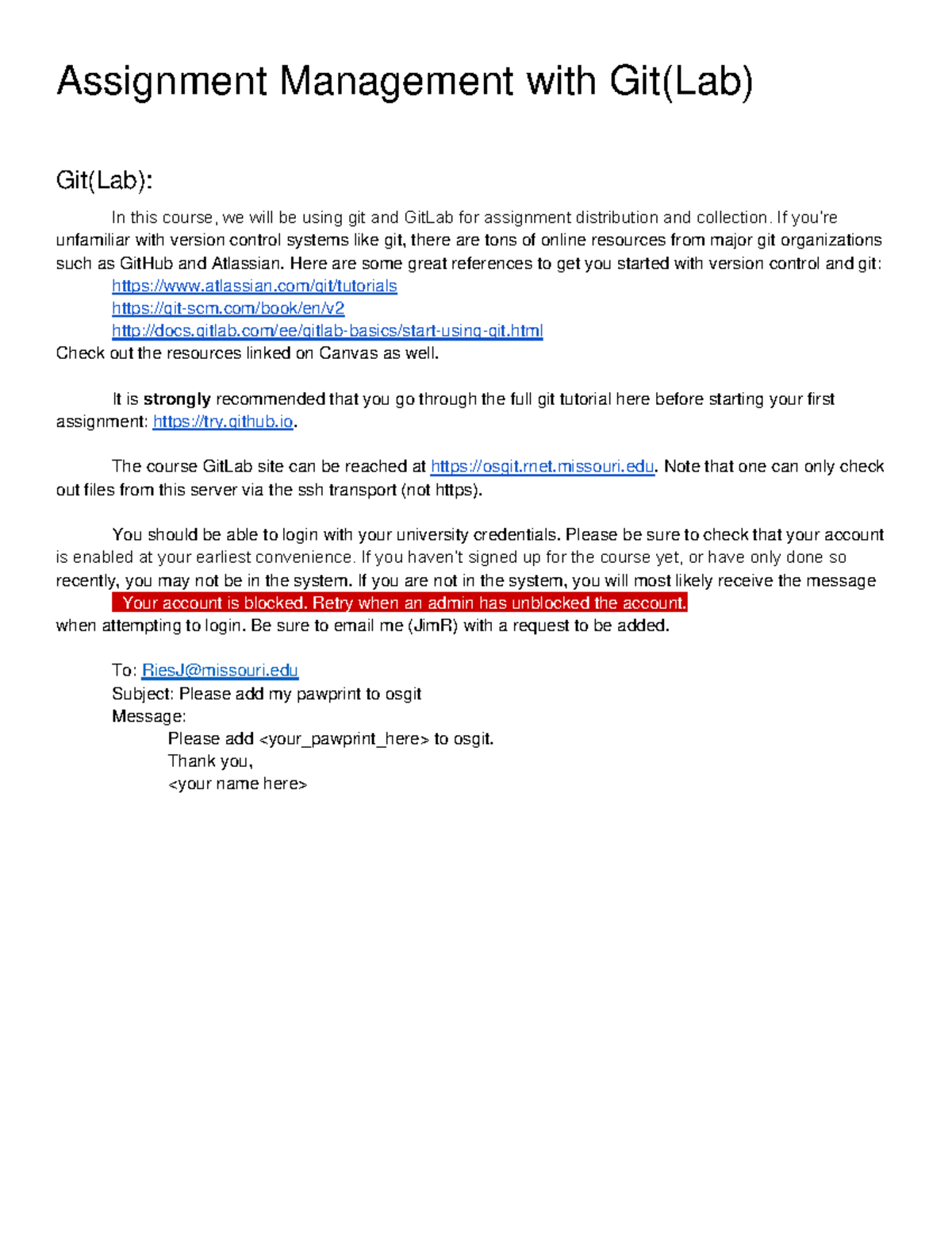 A1 - Git Infrastructure - Assignment Management with Git(Lab) Git(Lab ...