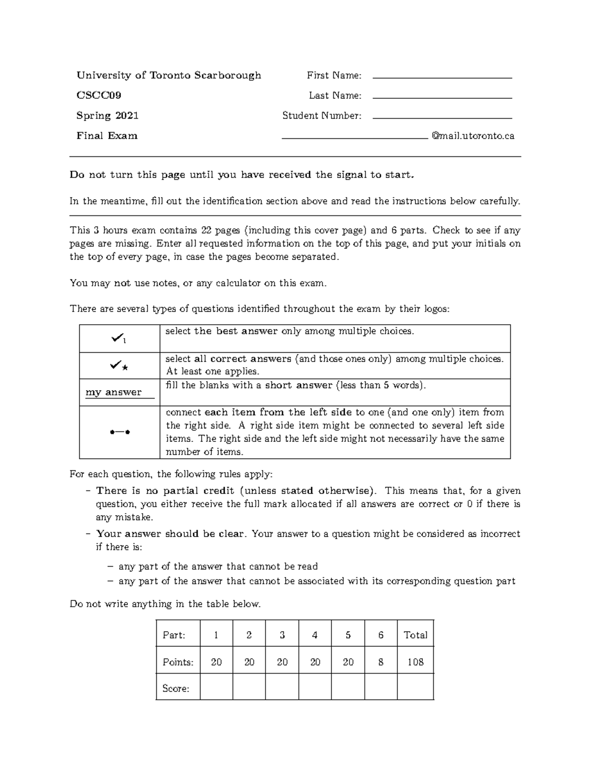 CSCC09 Spring 2021 Final Exam - Past Paper Analysis - Studocu