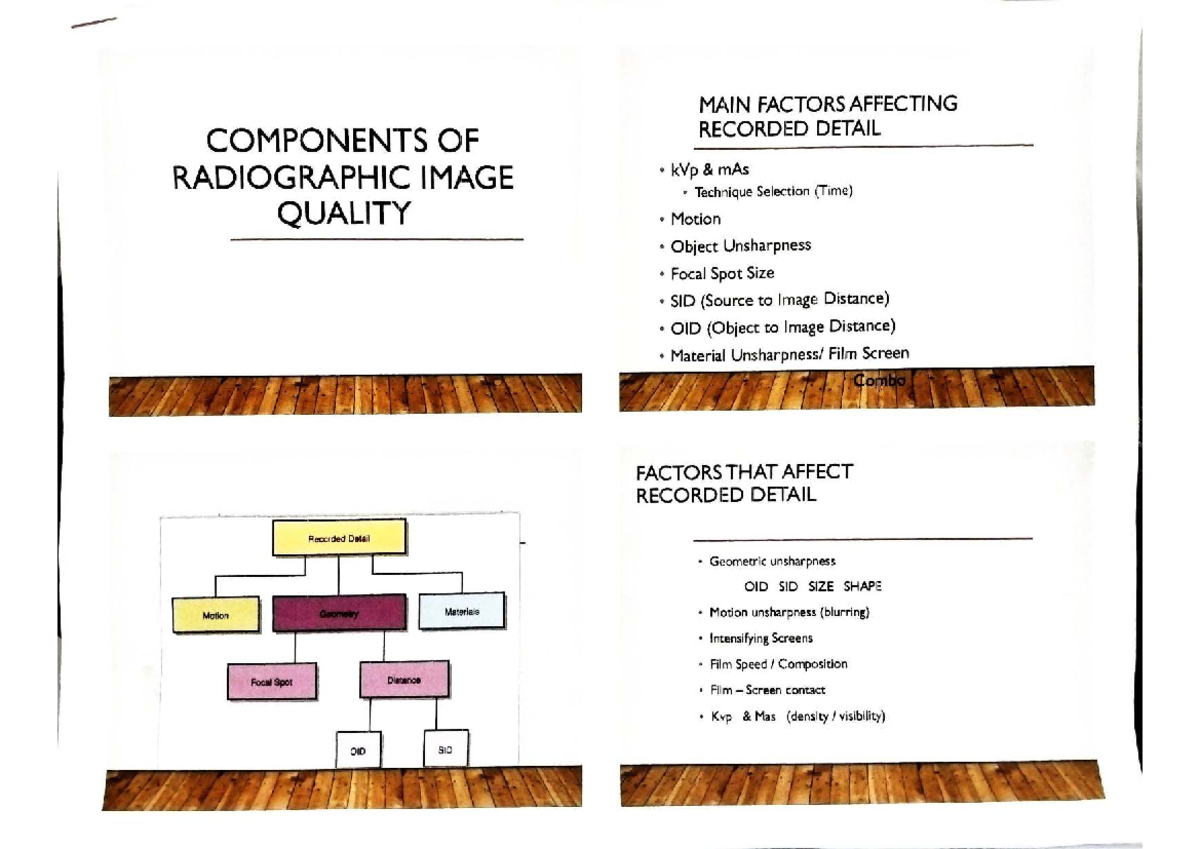 POI Finals: Factors Influencing Radiographic Image Quality - Studocu