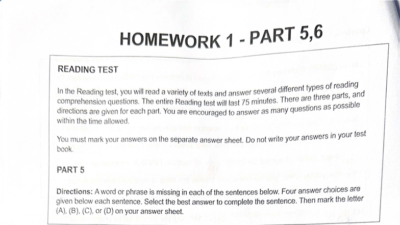 Reading Test Preparation: Types of Questions and Strategies - Studocu