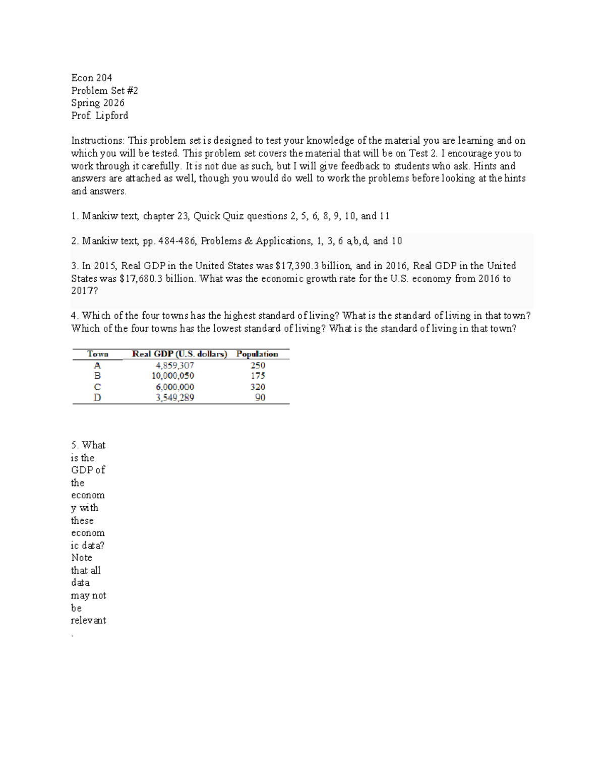 Econ 204, Problem Set 2: Test 2 Review Spring 2026 - Studocu