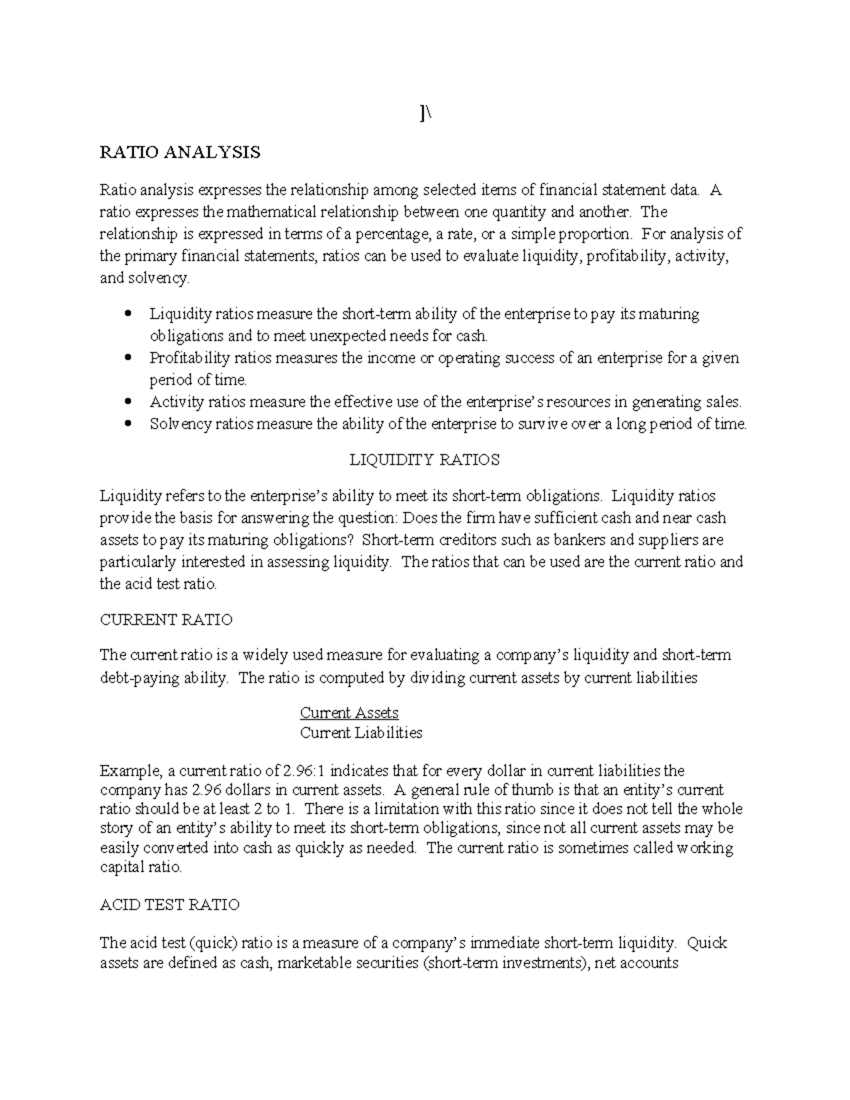Ratio Analysis: Understanding Financial Ratios for DP Course - Studocu