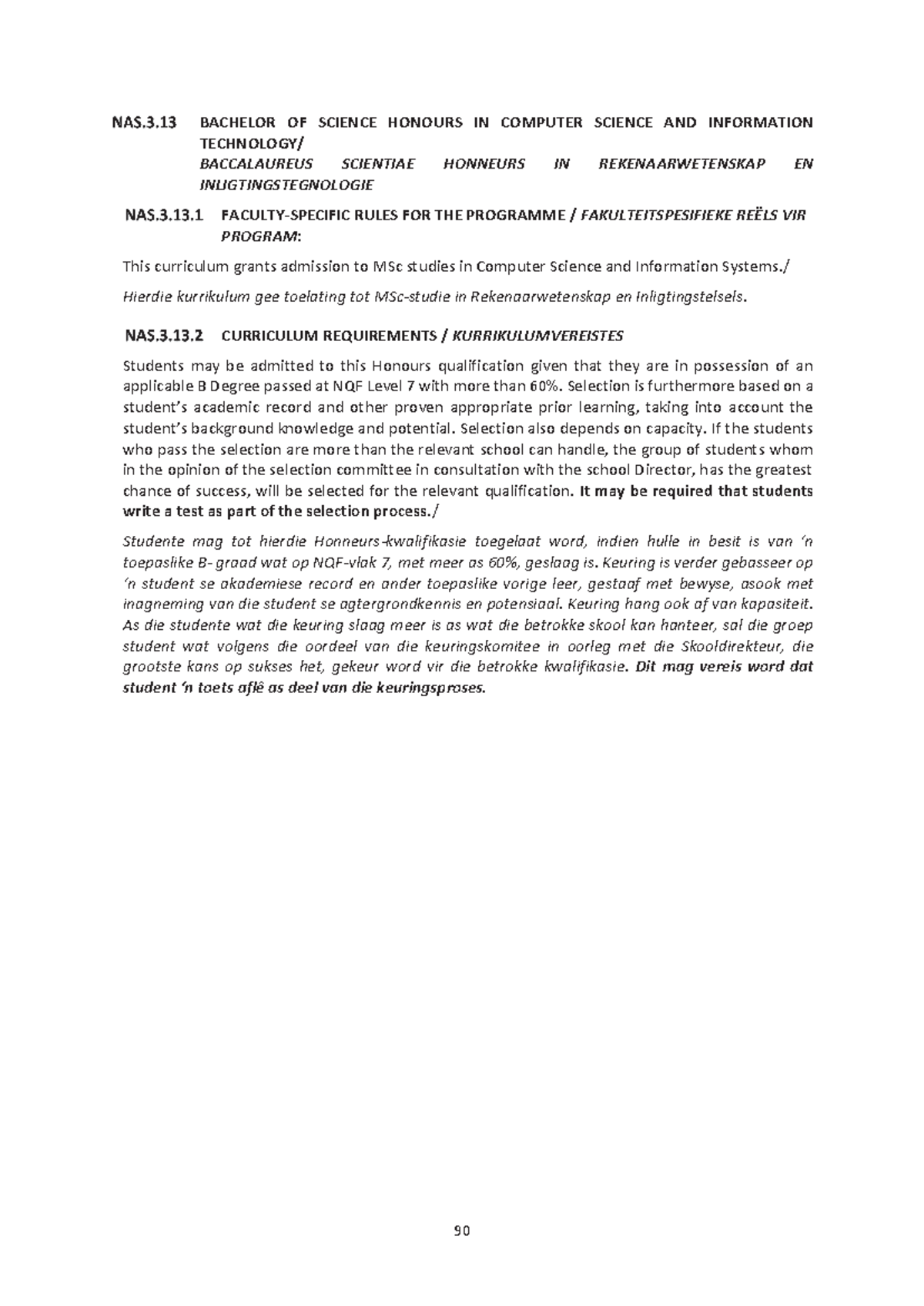 BSc Honours in Computer Science & IT - Programme Rules 2026-CS - Studocu