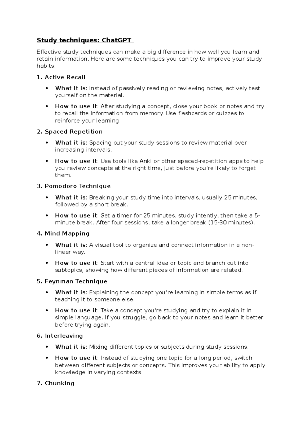 Study techniques Chat GPT - Study techniques: ChatGPT Effective study ...