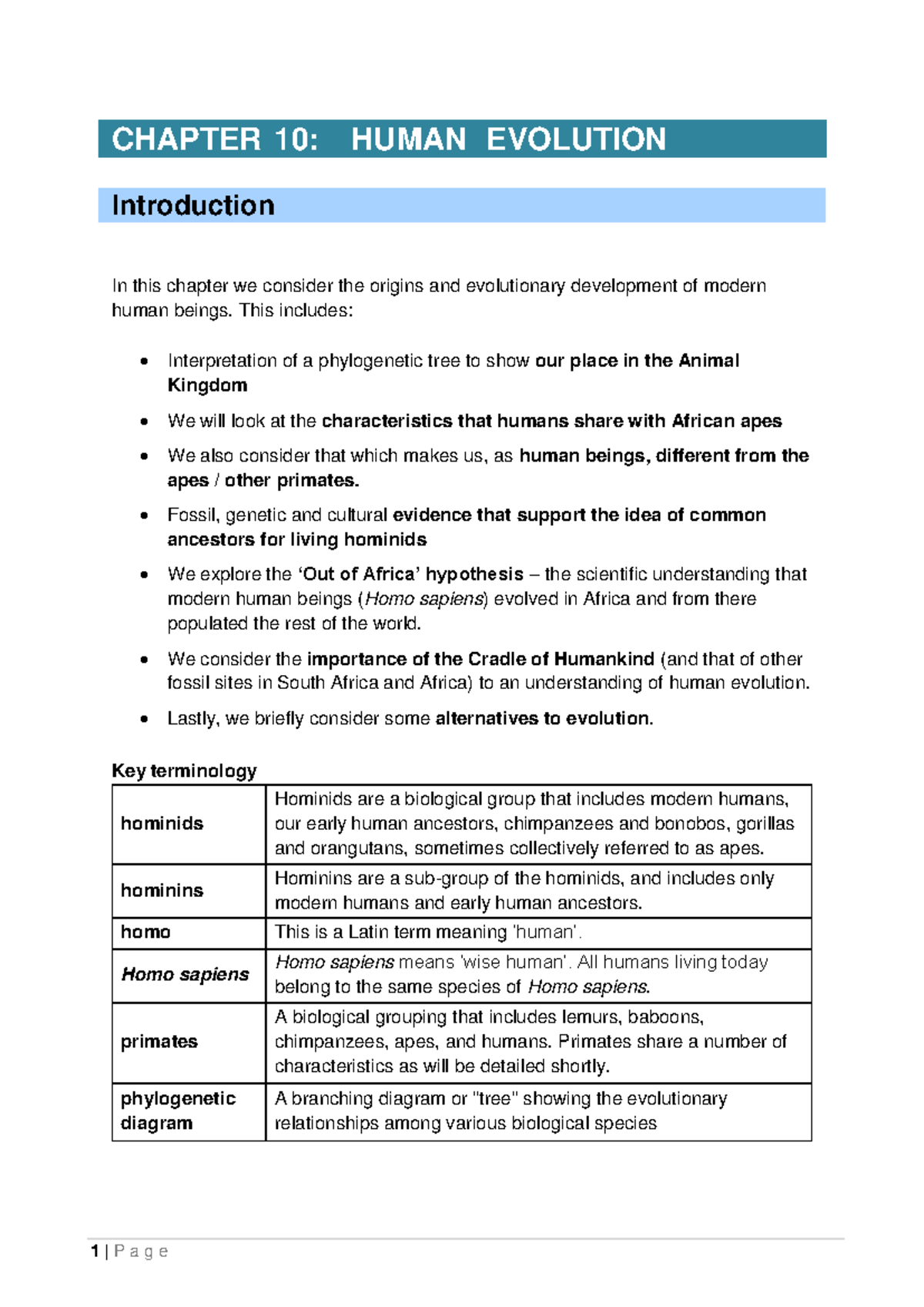 Life Sciences Grade 12 Chapter 10: Understanding Human Evolution - Studocu