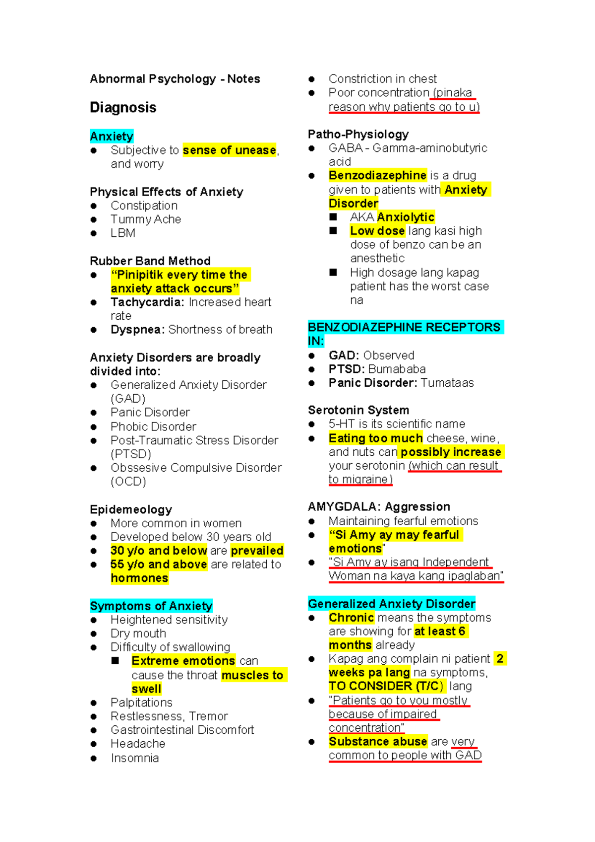 Ab Psych-Notes-Diagnosis - Abnormal Psychology - Notes Diagnosis ...