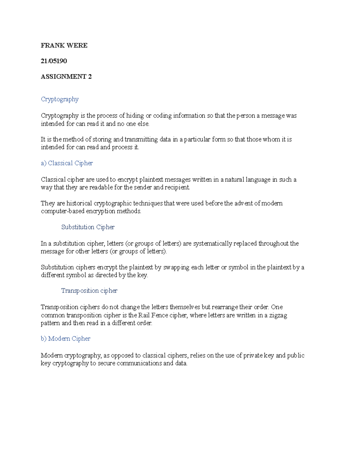 Assignment 2 - Introduction to Computer Systems (CSC111) - FRANK WERE ...