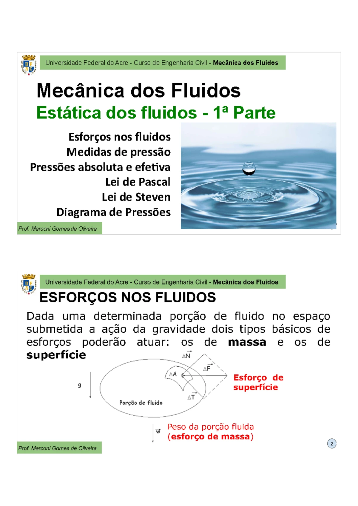 P1 Lucas MEC FLU - Prova 1 mecânica dos fluidos - Mecanica dos Fluídos ...