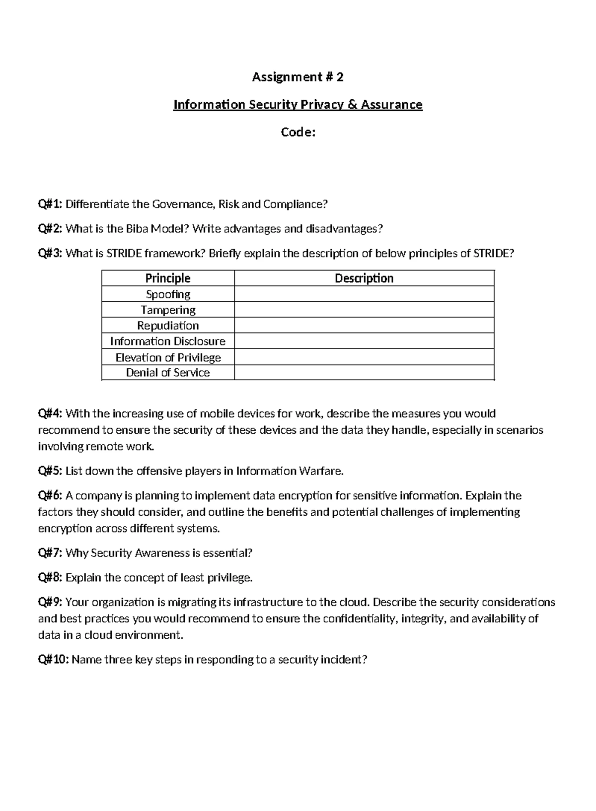 Information Security-Assignment #04 - Assignment # 4 Information ...