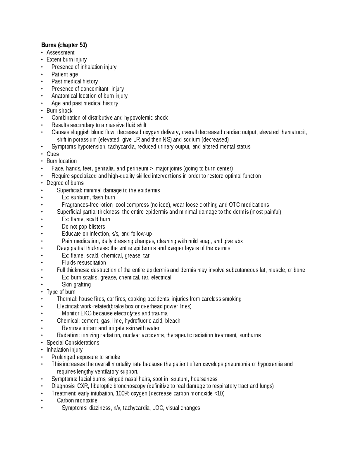 Trauma (70/71) - Comprehensive Lecture Notes on Burns and Shock - Studocu